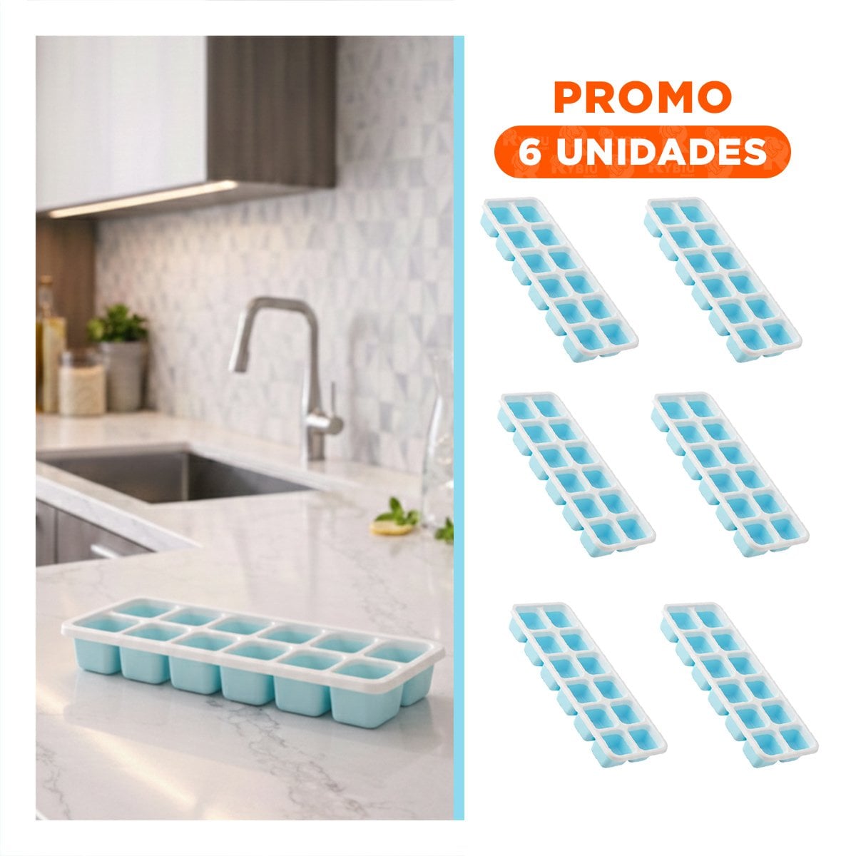PACK6 CUBETERA MULTIUSO PARA PREPARACIONES RAPIDAS CELESTE YREGALO STICKER - 1
