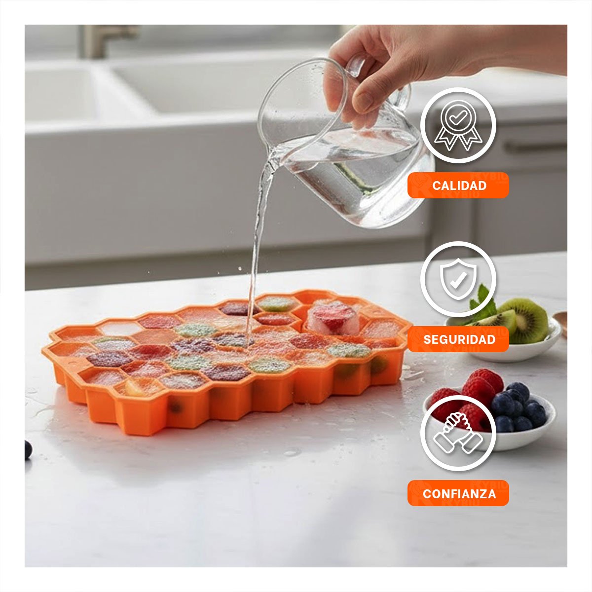 MOLDE DE SILICONA CON CUERPO FLEXIBLE PARA SU MESA NARANJA 20,5X12CM YPOST IT - 5