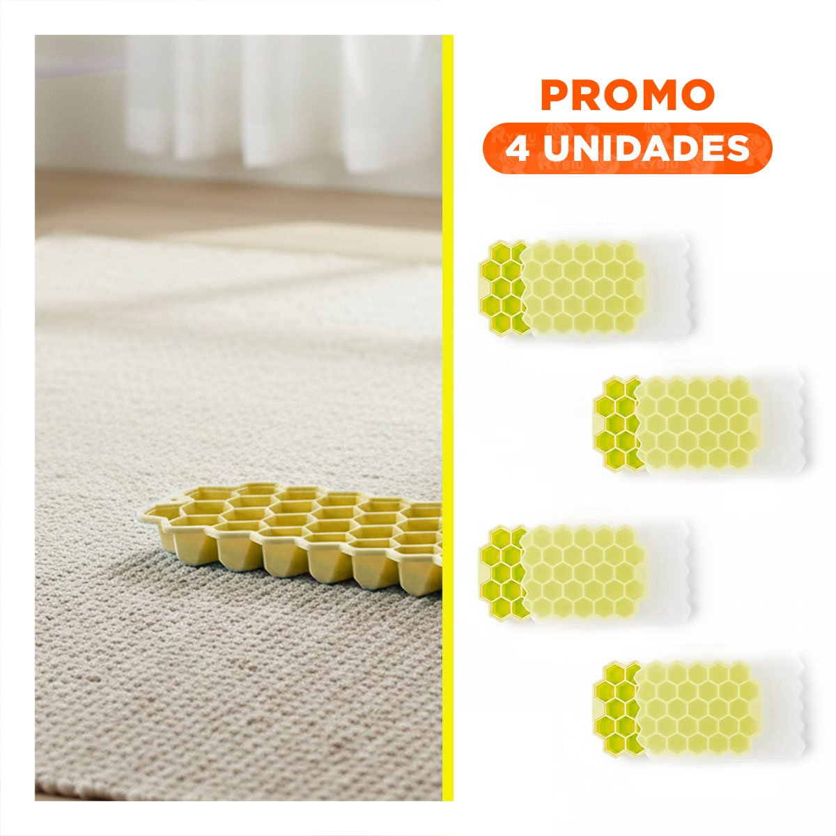 PACK4 MOLDE DE SILICONA PARA UNA BEBIDA CON MUCHA GANA AMARILLO 20,5X12CM - 1