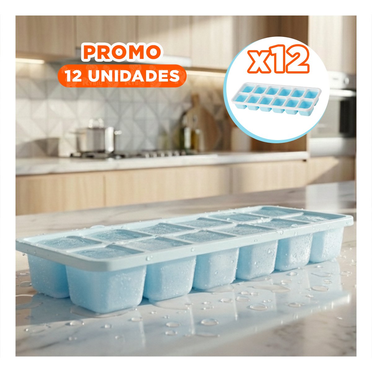 PACK12 ARTICULO MULTIUSO PARA PREPARAR HIELO EN CASA Y FIESTA CELESTE YREGALO STICKER - 1