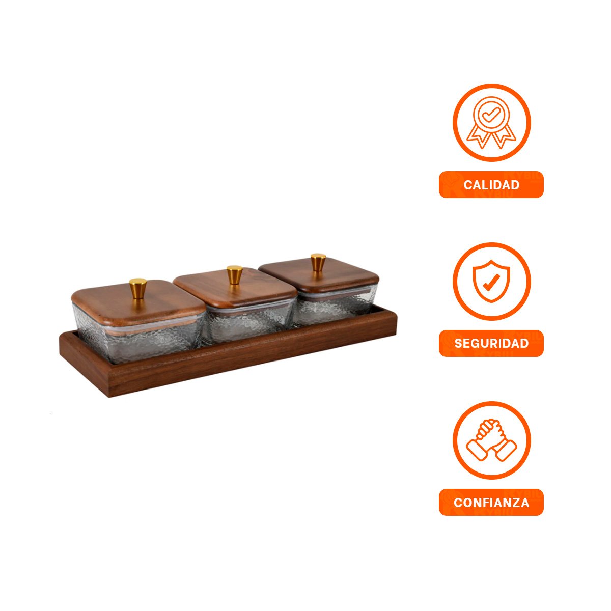 SET MARRON CUADRADOS 3 RECIPIENTES CON TAPA DE MADERA MEDIDAS 32,5X12CM YPOST IT - 5