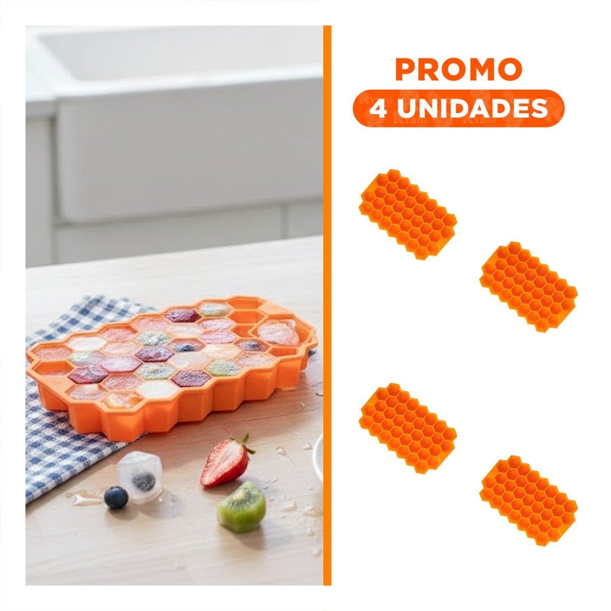 PACK4 MOLDE DE SILICONA PARA UNA BEBIDA CON MUCHA GANA NARANJA 20,5X12CM - 1