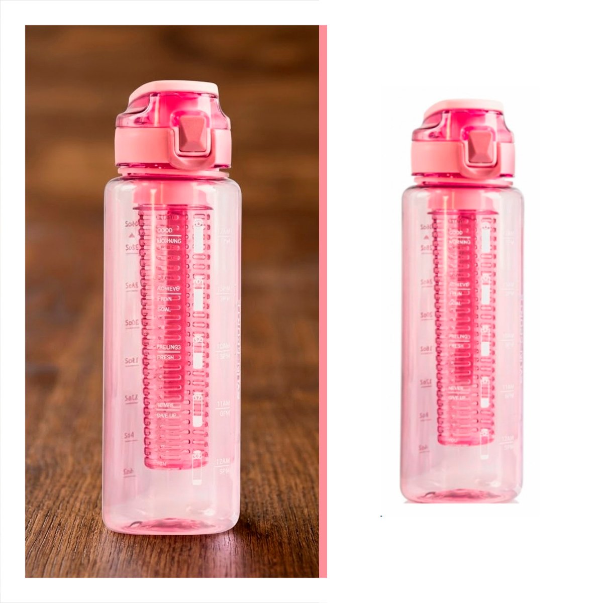 BIDON CON FILTRO 1000 ML ROSADO TRANSPARENTE PARA USO DIARIO EN CASA YPAPEL REGALO - 5