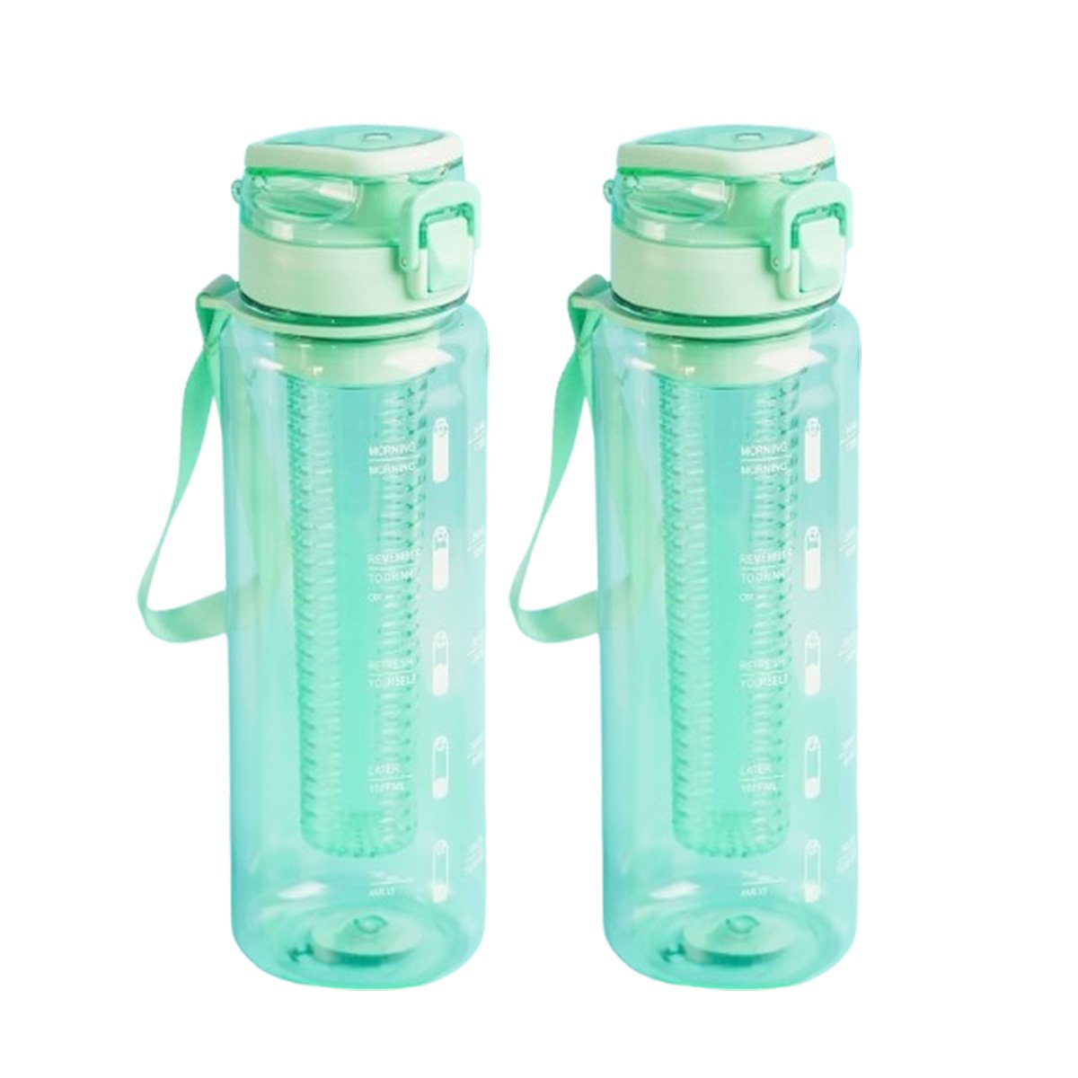 PACK12 HIDRATADOR PORTATIL CON FILTRO 1000ML VERDE TRANSPARENTE PARA DEPORTE YREGALO STICKER - 2