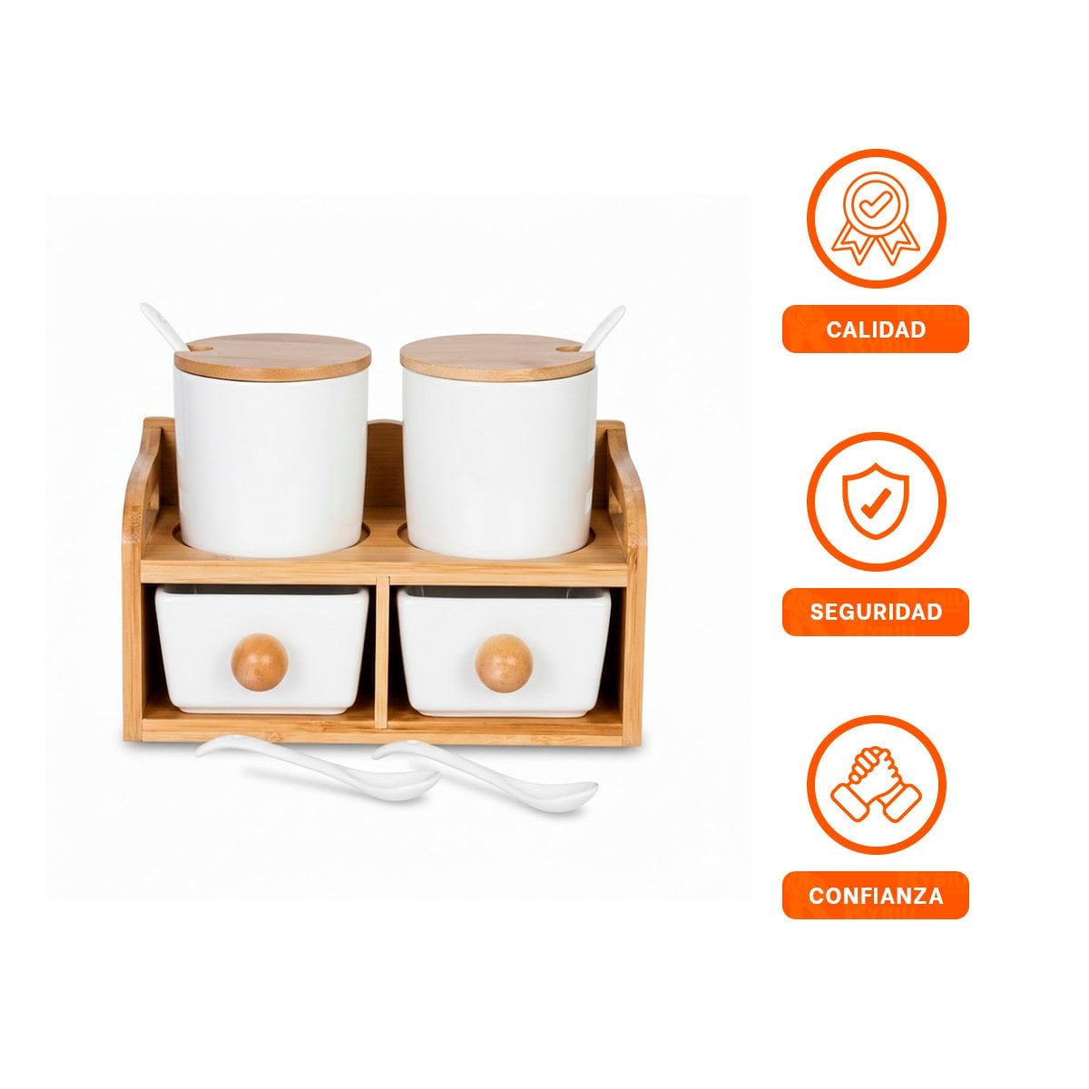 SET DE 4 RECIPIENTES BLANCO TAPA BASE CUCHARA 32X12CM COCINA Y ORGANIZACIÓN YPOST IT - 5