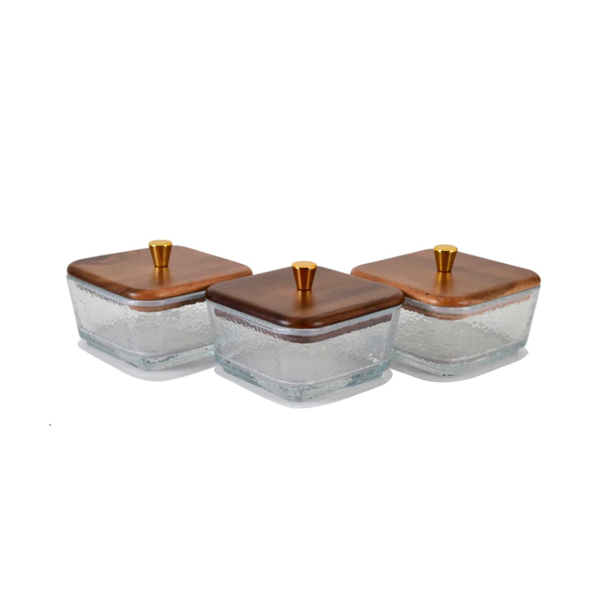 SET DE 3 RECIPIENTES MARRON CUADRADOS CON 32,5X12CM BASE Y TAPA DE MADERA YREGALO STICKER - 1