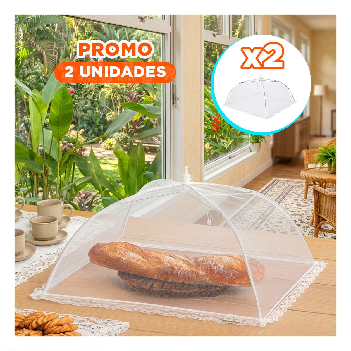 PACK2 ACCESORIO COCINA MALLA BLANCA 36X55 CM PARA CUBRIR ALIMENTOS FRESCOS DIARIO - 1