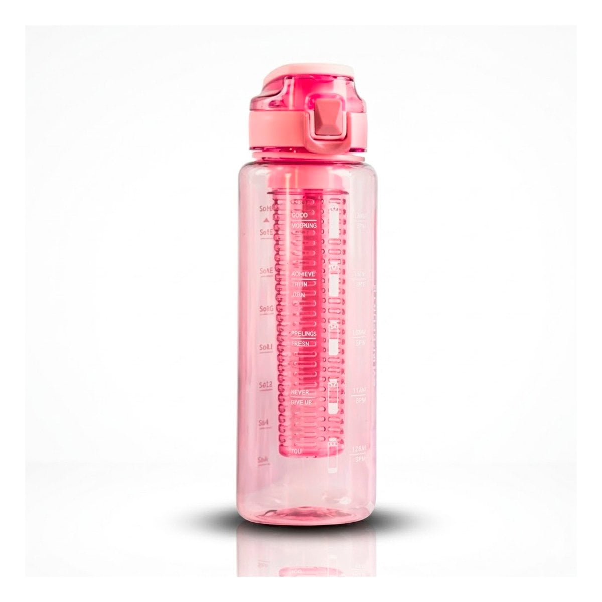PACK6 BIDON FUNCIONAL CON FILTRO 1000 ML ROSADO TRANSPARENTE PARA HIDRATACION YREGALO STICKER - 2