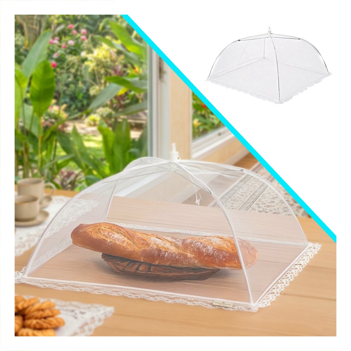 TAPA DE ALIMENTOS MALLA BLANCA 36X55 CM PARA COCINA USO DIARIO HOGAR YSTICKY - 5