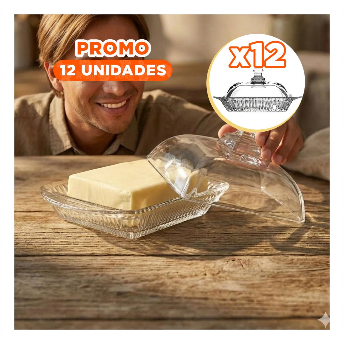 PACK12 DISPENSADOR PRACTICO PARA MANTEQUILLA TRANSPARENTE COCINA FUNCIONAL - 1