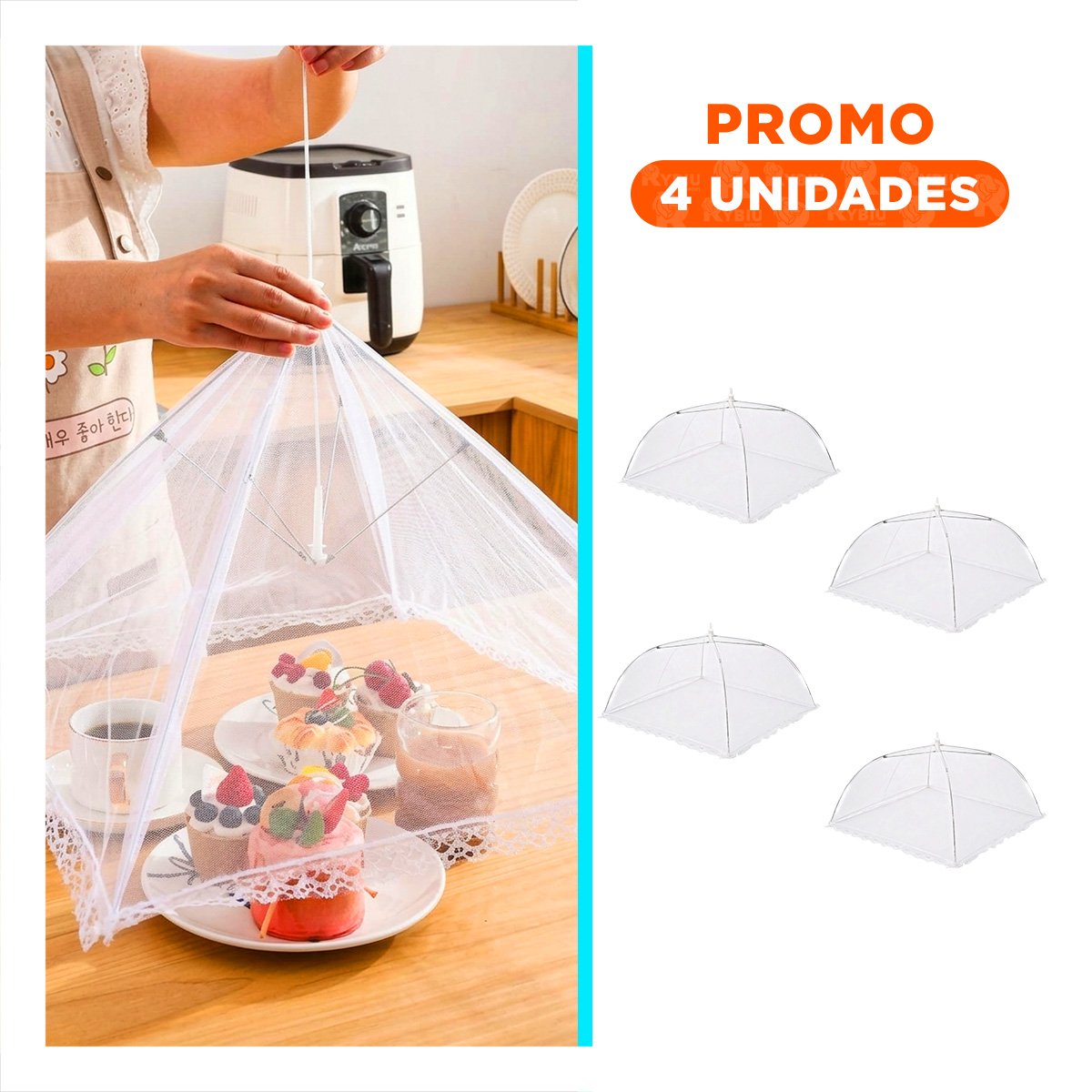 PACK4 ACCESORIO FUNCIONAL MALLA BLANCA 36X55 CM PARA MANTENER ALIMENTOS SEGUROS - 1