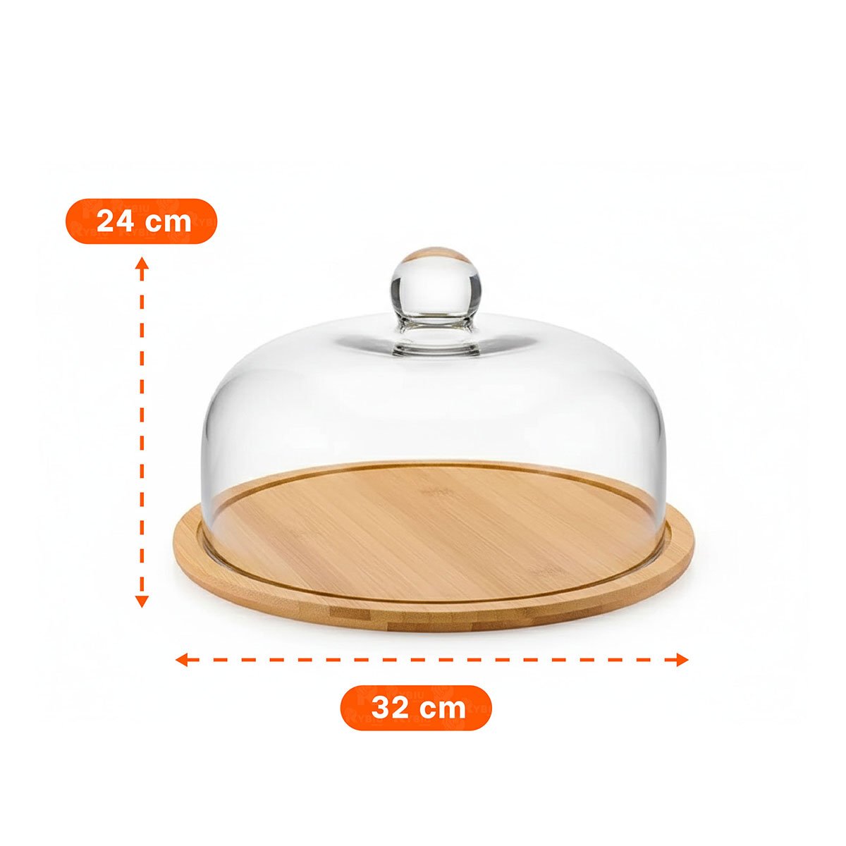 SET DE BASE MADERA CUPULA VIDRIO TRANSPARENTE BAMBU 32X24CM ORGANIZACIÓN COCINA YPOST IT - 4