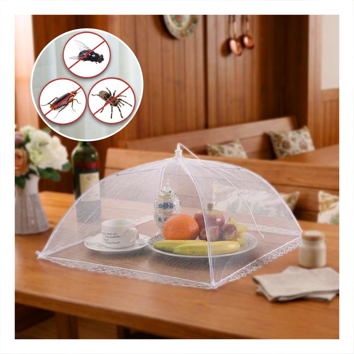 PACK6 COBERTOR HOGAR MALLA BLANCA 36X55 CM PARA USO DIARIO EN COCINA YREGALO STICKER - 5