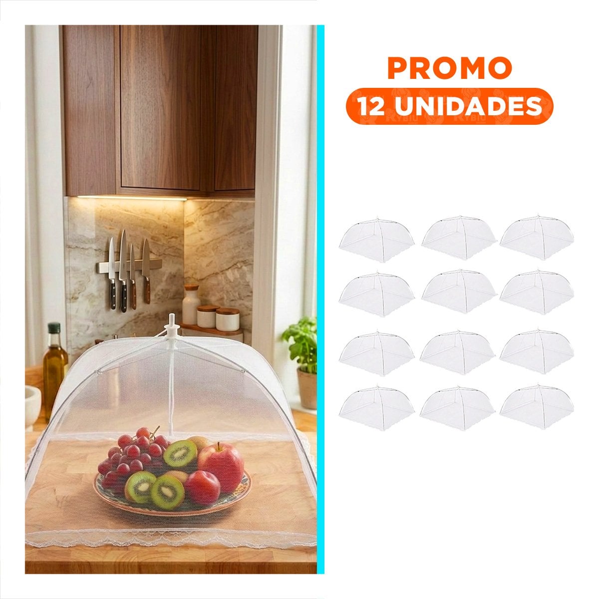 PACK12 COBERTOR DOMESTICO MALLA BLANCA 36X55 CM PARA PROTEGER COMIDA EN CASA - 1