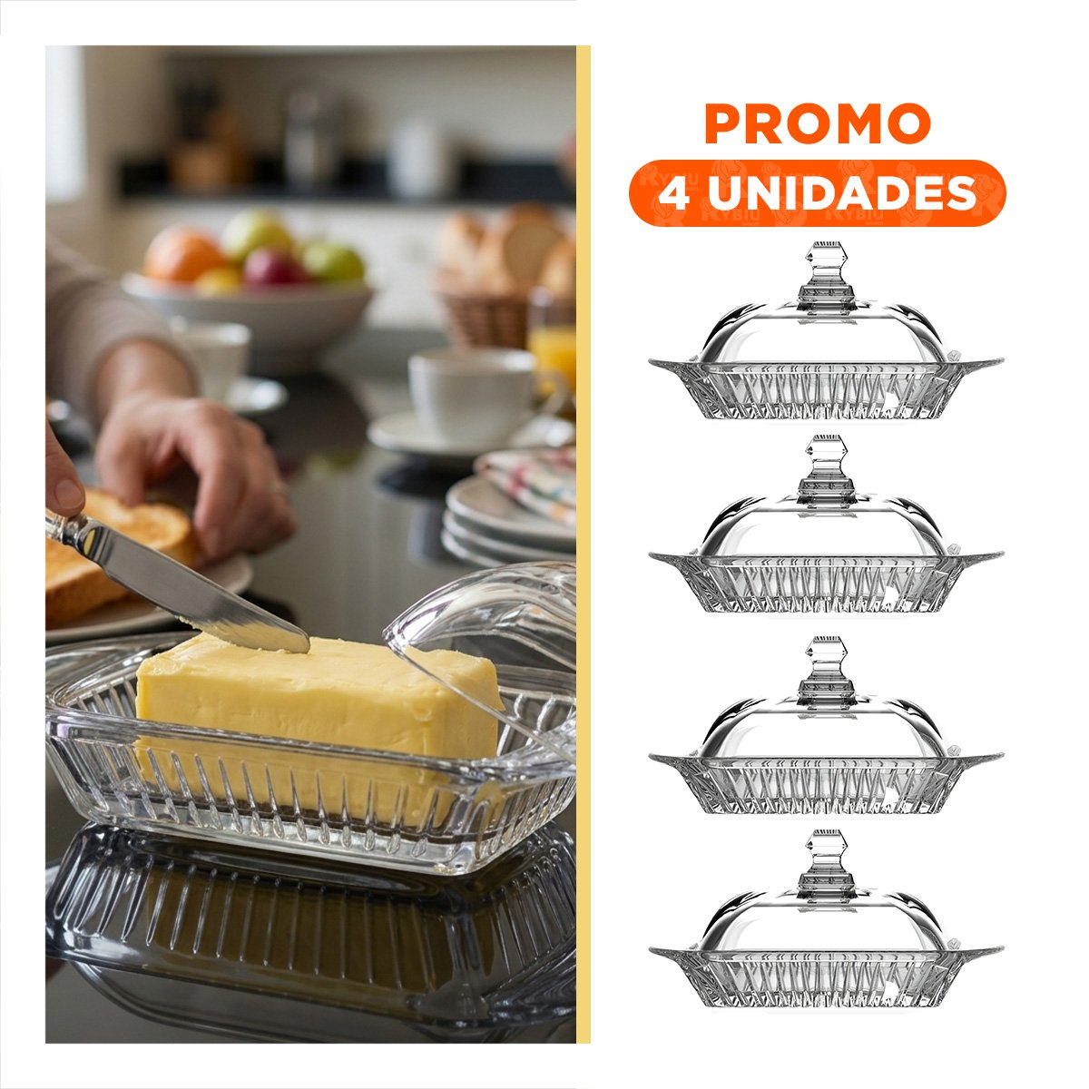 PACK4 BASE FUNCIONAL PARA MANTEQUILLA TRANSPARENTE CON DISENO MODERNO - 1