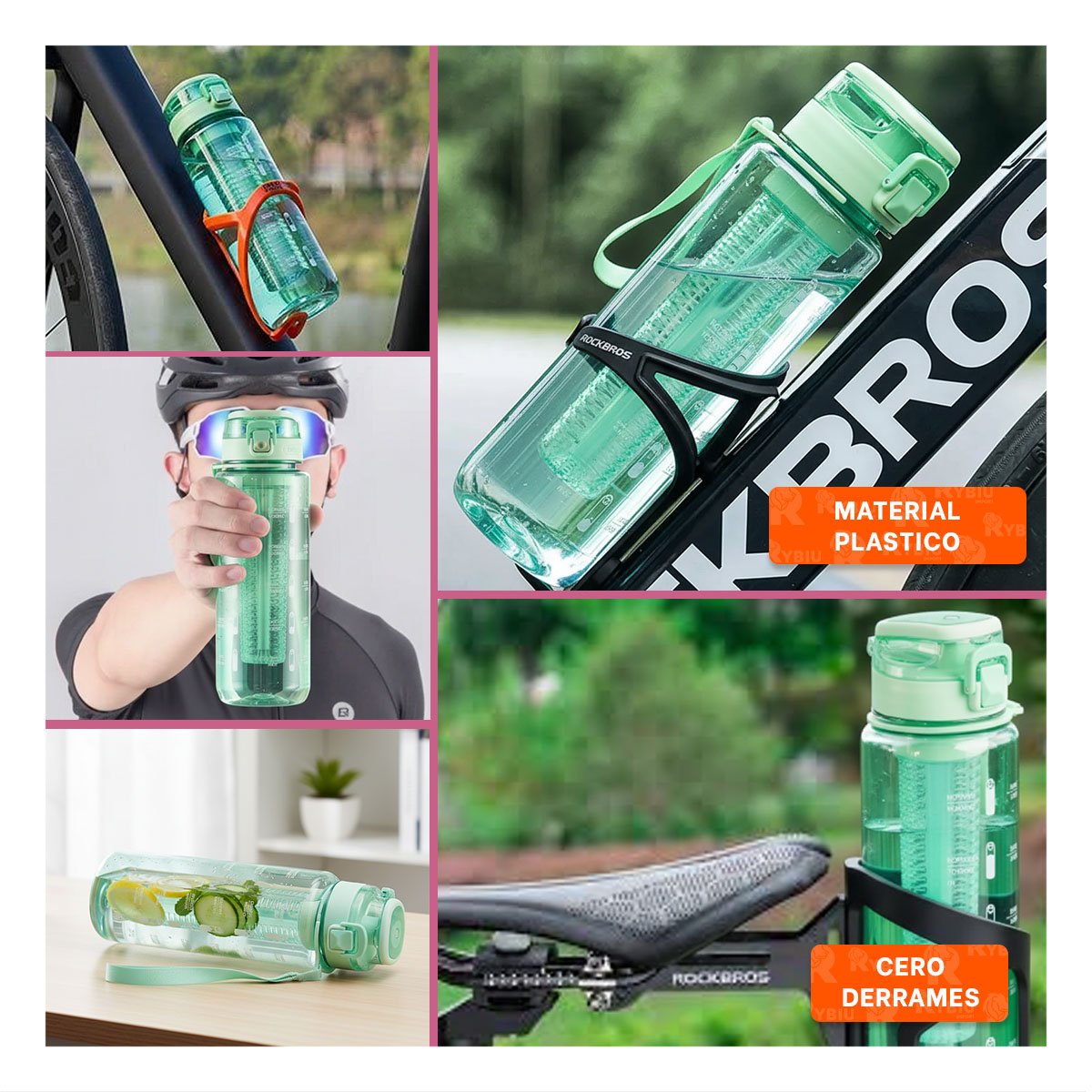 PACK4 JARRA SALUDABLE CON FILTRO 1000ML VERDE TRANSPARENTE DIARIO Y DEPORTE YREGALO STICKER - 2