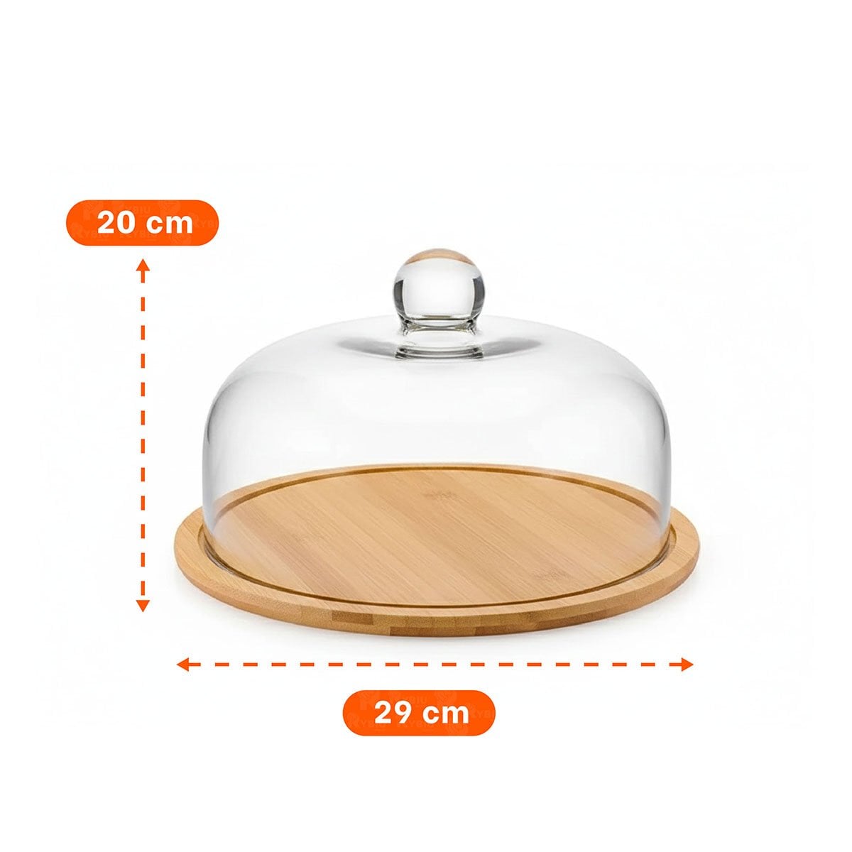 PACK2 EQUIPO BASE MADERA CON CUPULA VIDRIO TRANSPARENTE BAMBU 29X20CM USO DIARIO YPAPEL REGALO - 4