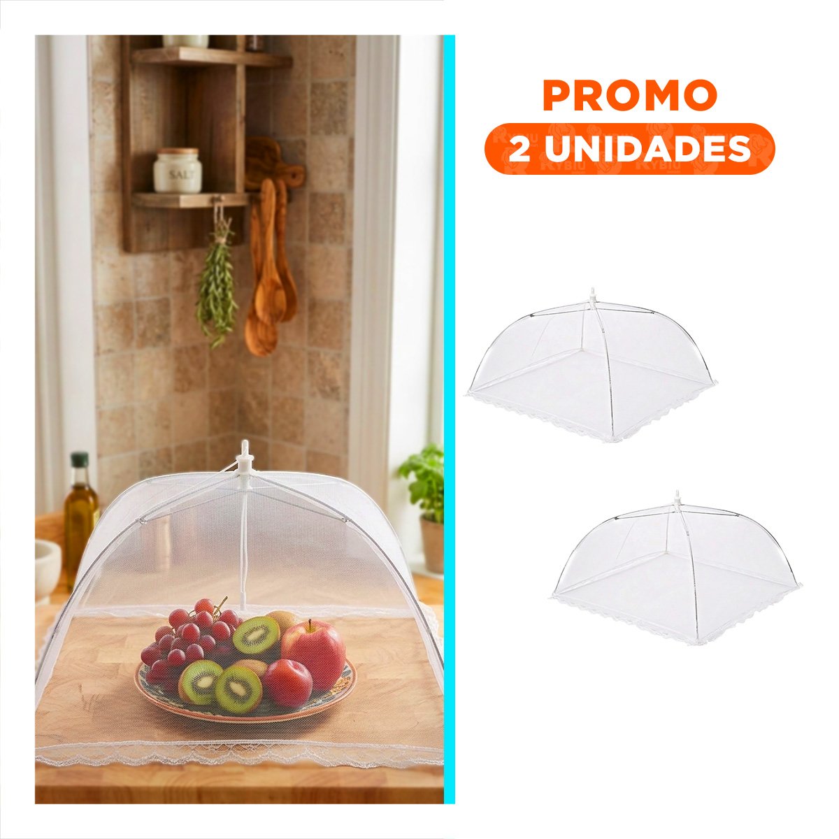 PACK2 ACCESORIO PRACTICO MALLA BLANCA 36X55 CM PARA CUBRIR COMIDA EN CASA YREGALO STICKER - 1