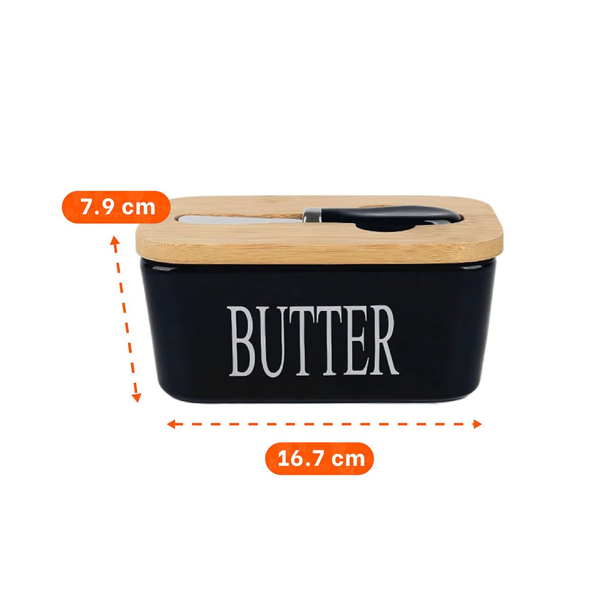PACK4 PACK BLANCO DE PORTA MANTEQUILLA CON TAPA CUCHILLO GUARDAR ALIMENTOS YREGALO STICKER - 4