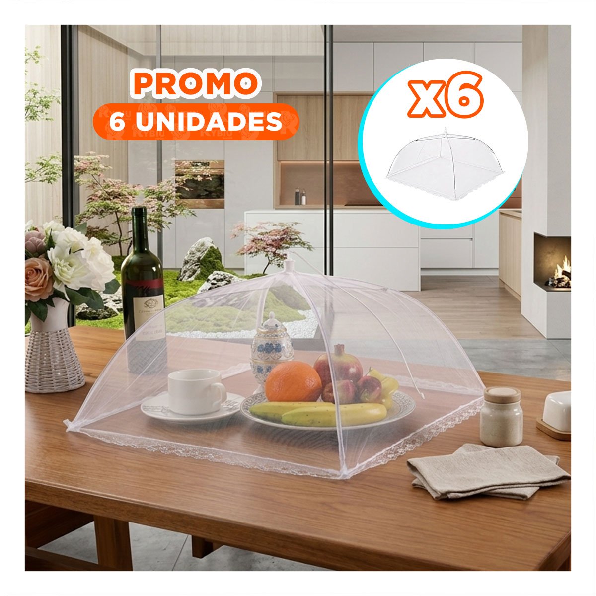 PACK6 COBERTOR FUNCIONAL MALLA BLANCA 36X55 CM PARA MANTENER ALIMENTOS FRESCOS YPAPEL REGALO - 1