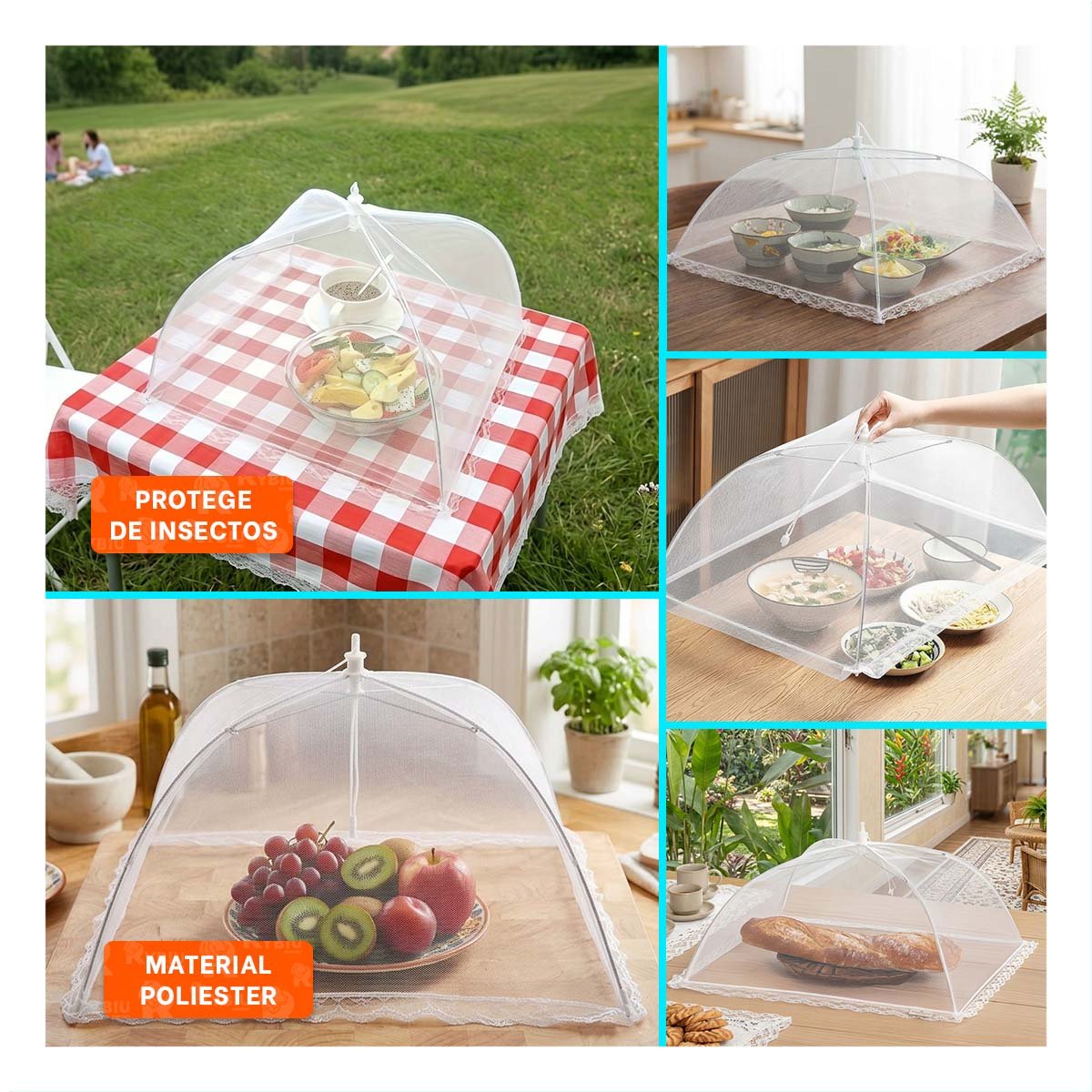 PACK6 COBERTOR FUNCIONAL MALLA BLANCA 36X55 CM PARA MANTENER ALIMENTOS FRESCOS YPAPEL REGALO - 3