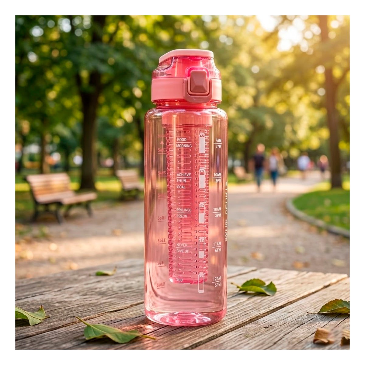 TERMO CON FILTRO 1000 ML ROSADO TRANSPARENTE PARA BEBIDAS EN MOVIMIENTO YREGALO STICKER - 5