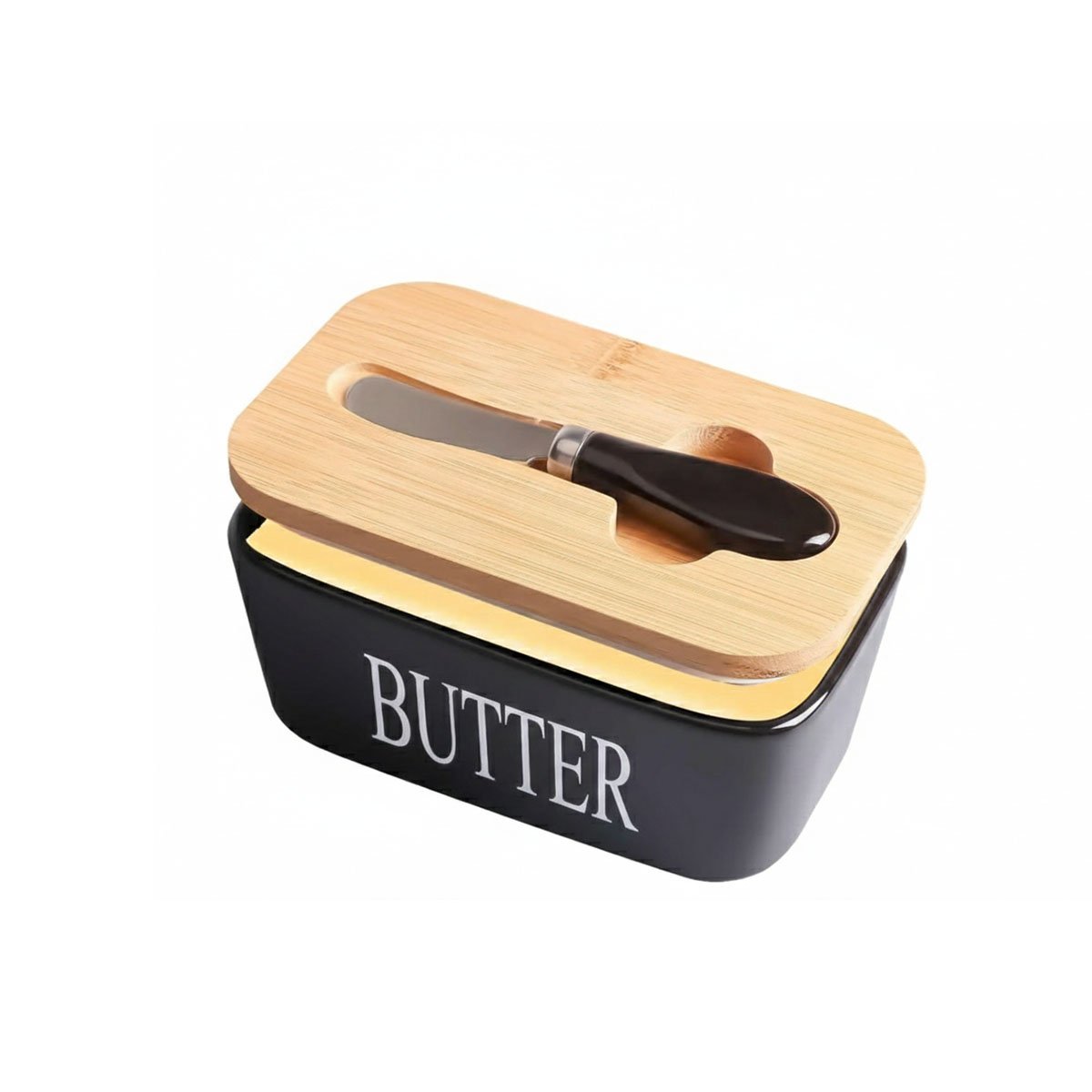 PACK6 EQUIPO BLANCO DE PORTA MANTEQUILLA CON TAPA Y CUCHILLO DE COCINA YREGALO STICKER - 2