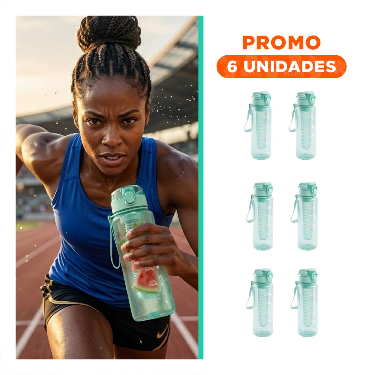 PACK6 TAZA REUTILIZABLE CON FILTRO 1000ML VERDE TRANSPARENTE Y MANTENER BEBIDA YREGALO STICKER - 1
