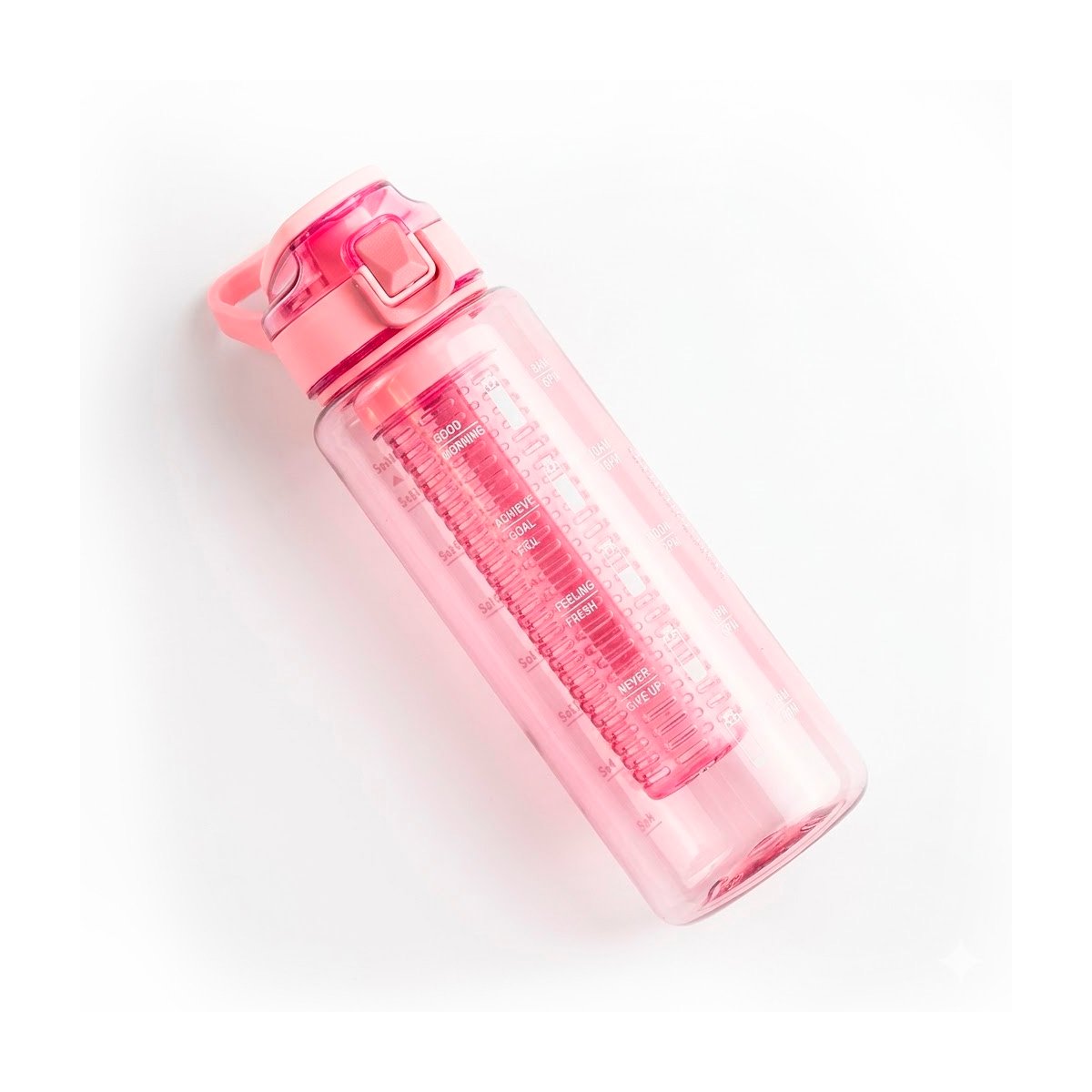 PACK12 CONTENEDOR LIGERO CON FILTRO 1000 ML ROSADO TRANSPARENTE Y TRANSPORTE YREGALO STICKER - 2