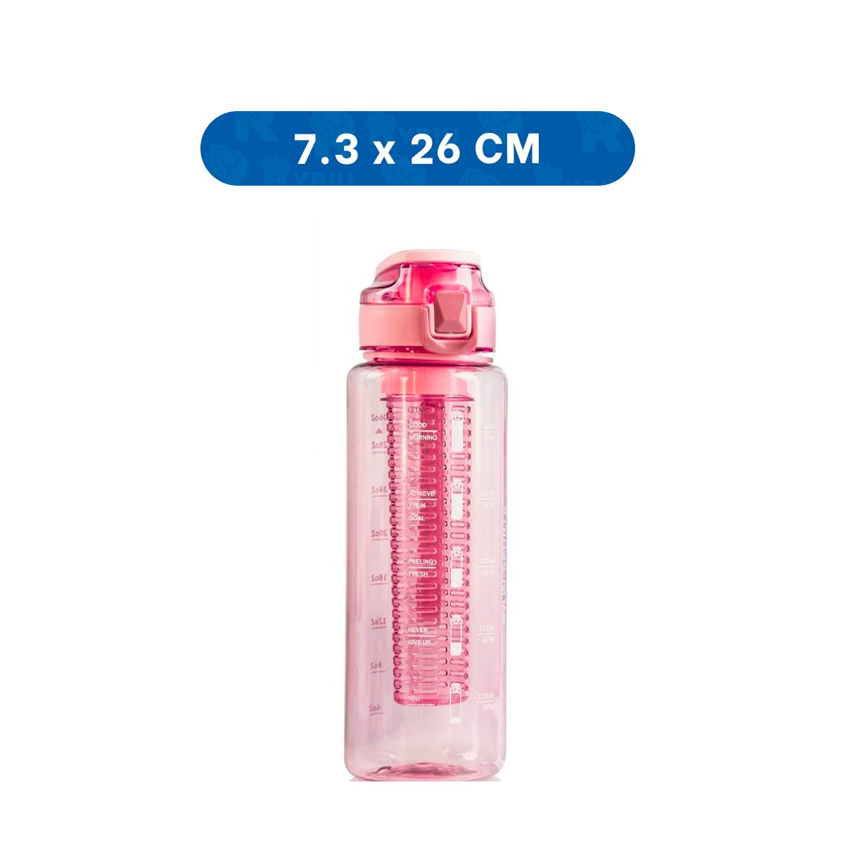 PACK12 CONTENEDOR LIGERO CON FILTRO 1000 ML ROSADO TRANSPARENTE Y TRANSPORTE YREGALO STICKER - 4
