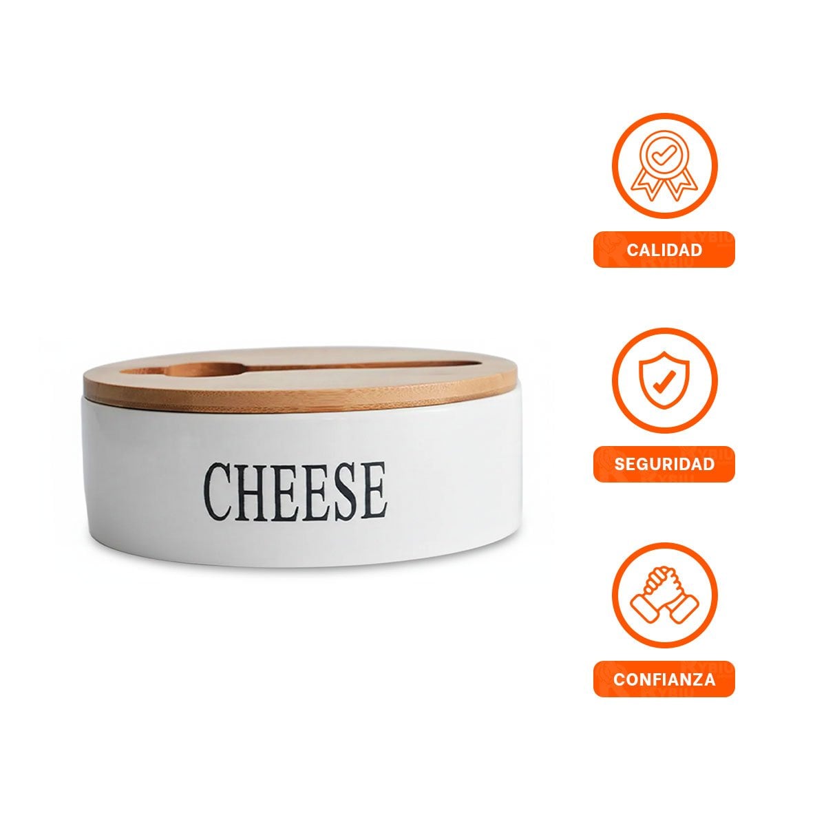 SET DE PORTA QUESO BLANCO TAPA BAMBU Y CUCHILLO 16X7,5CM USO DIARIO Y ALMACENAJE YPOST IT - 5