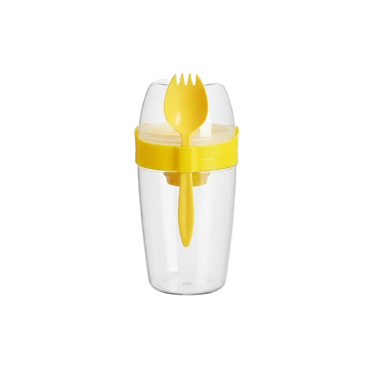 RECIPIENTE PARA YOGURT 2 EN 1 CON CUBIERTO GRANDE AMARILLO PARA USO DIARIO YREGALO STICKER - 1