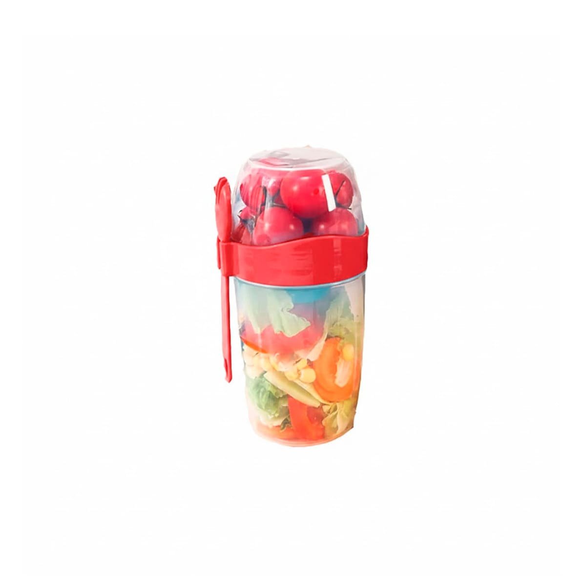 PACK4 VASO YOGUR ROJO 2 EN 1 CON CUBIERTO IDEAL PARA USO DIARIO YPAPEL REGALO - 3