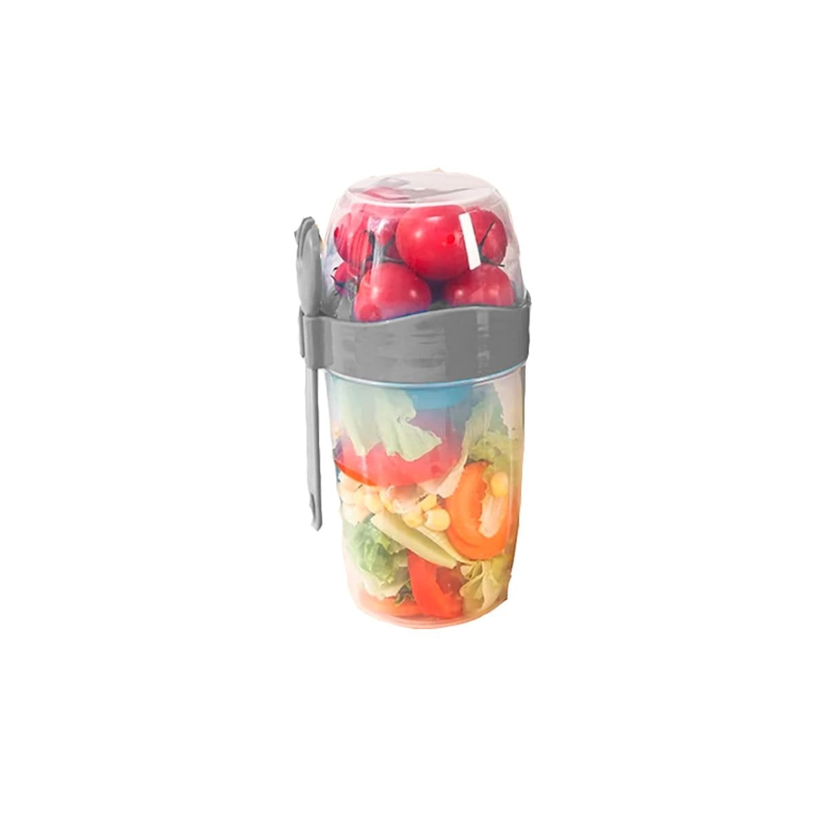 PACK6 TAZA YOGUR PLOMO 2 EN 1 CON ESPACIO PARA FRUTA PICADA YREGALO STICKER - 2