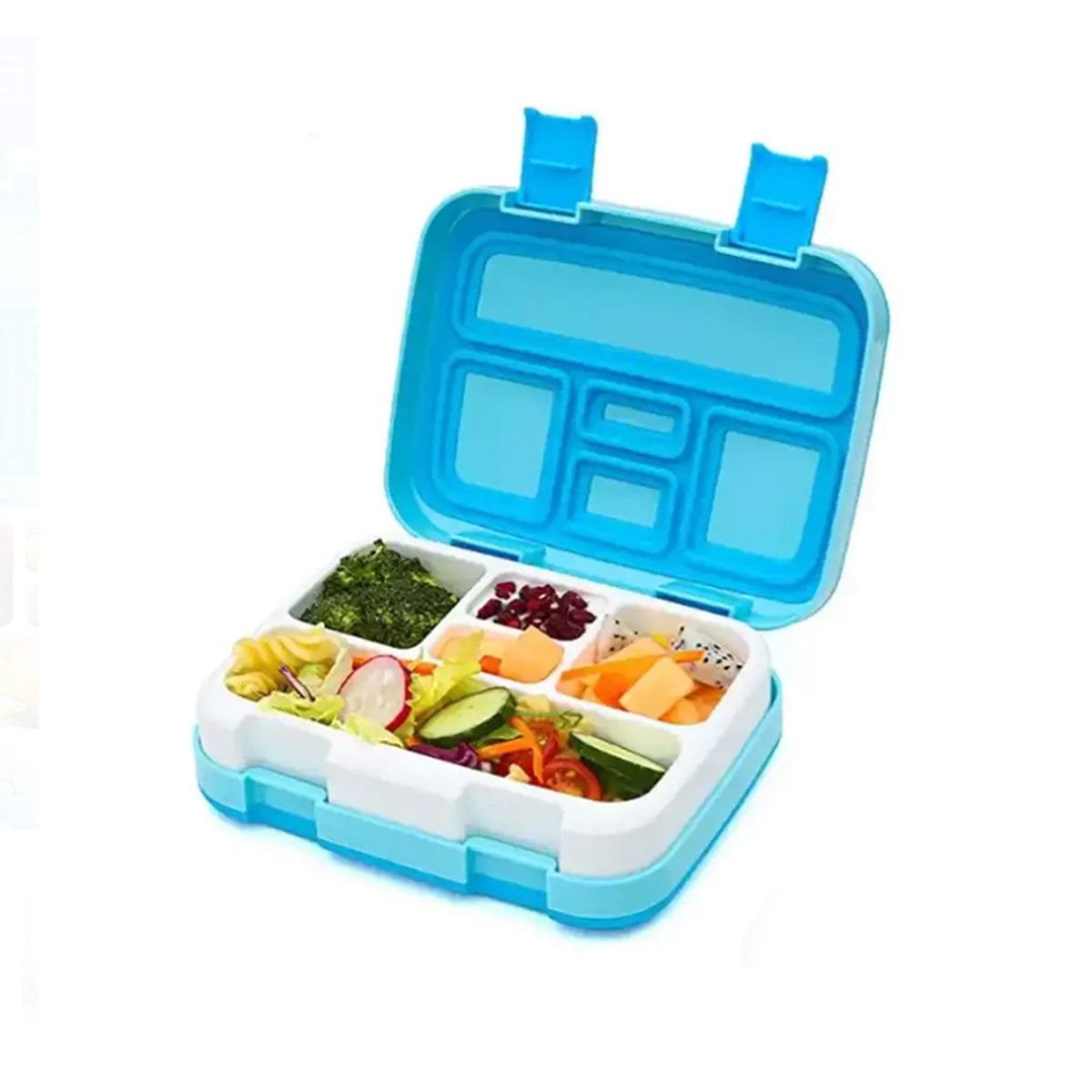 TAPER PORTATIL BENTO 5 DIVISIONES CELESTE PARA LLEVAR ALMUERZO AL TRABAJO YREGALO STICKER - 1