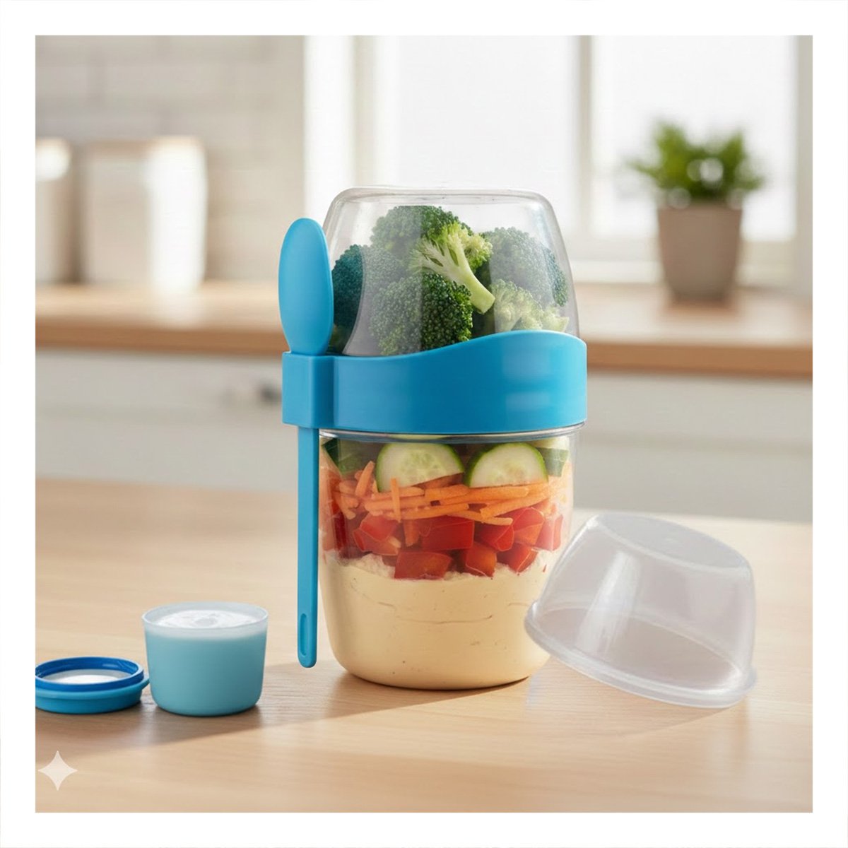 PACK4 TAZA YOGUR AZUL CON DISENO COMPACTO PARA MOCHILA O BOLSA YREGALO STICKER - 5