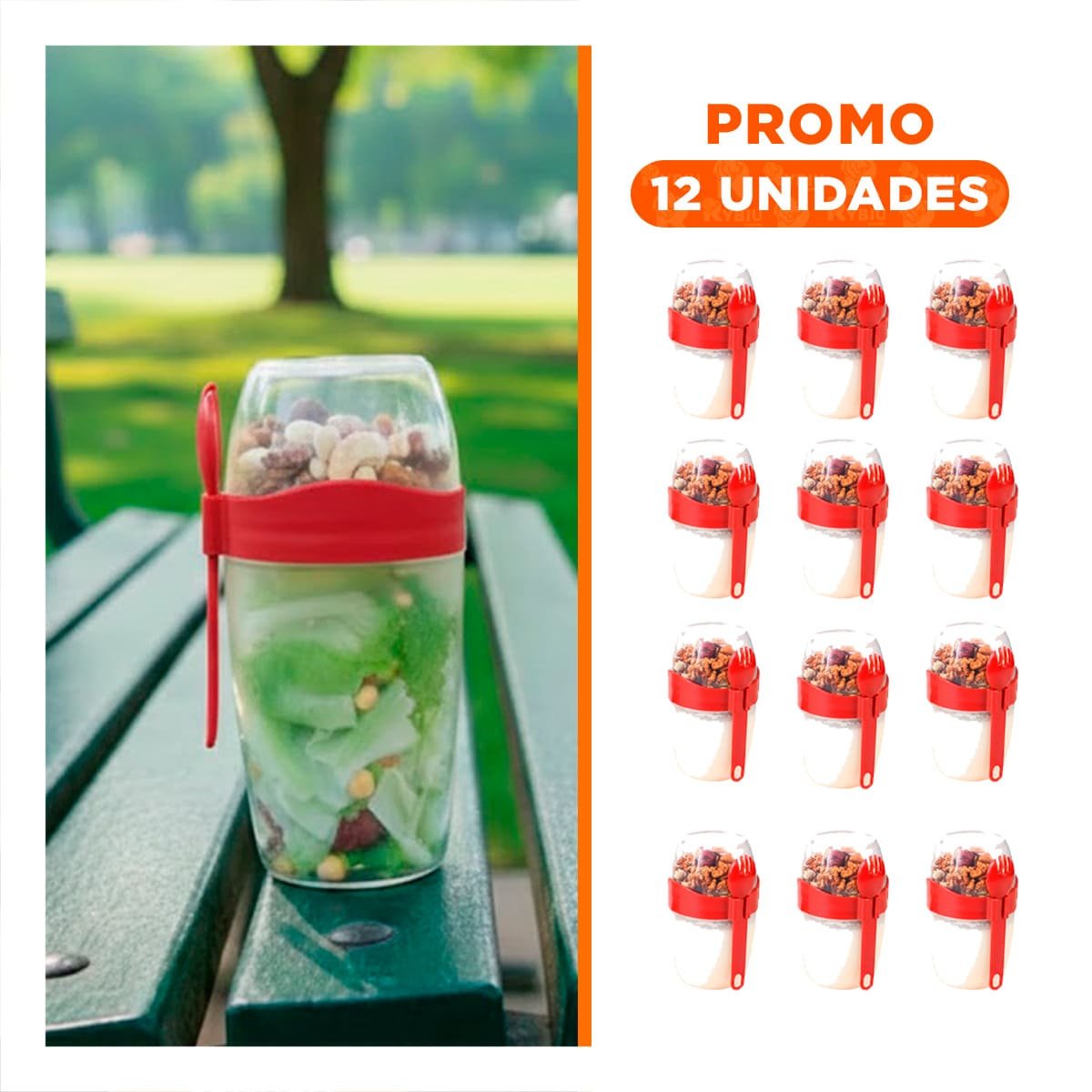 PACK12 VASO YOGUR ROJO CON DISENO COMPACTO PARA LONCHERA SALUDABLE - 1