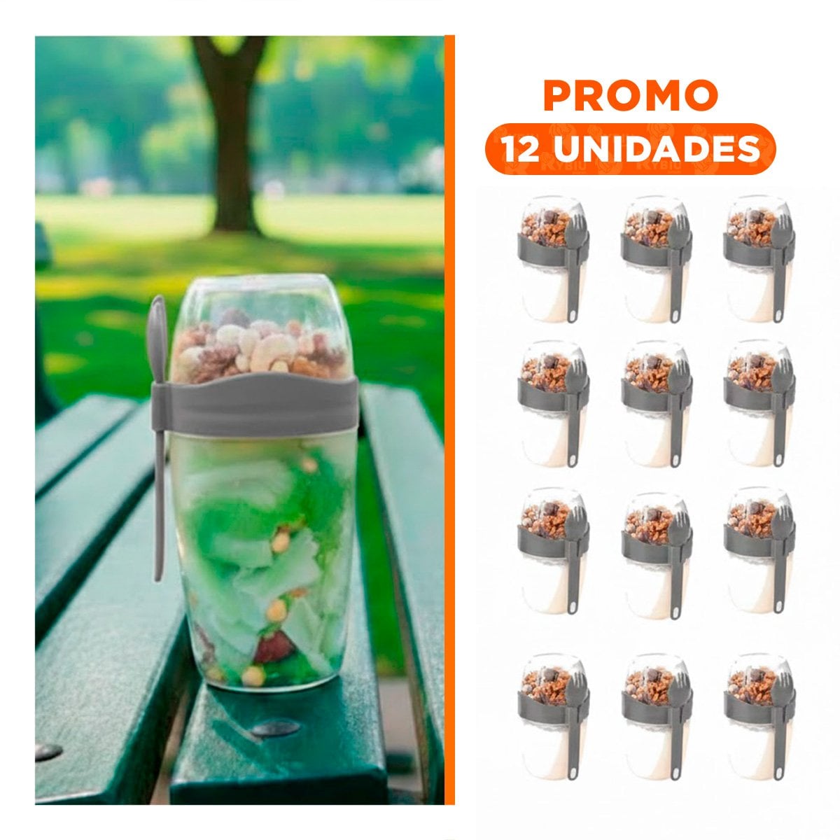 PACK12 VASO YOGUR PLOMO CON DISENO COMPACTO PARA LONCHERA SALUDABLE - 1