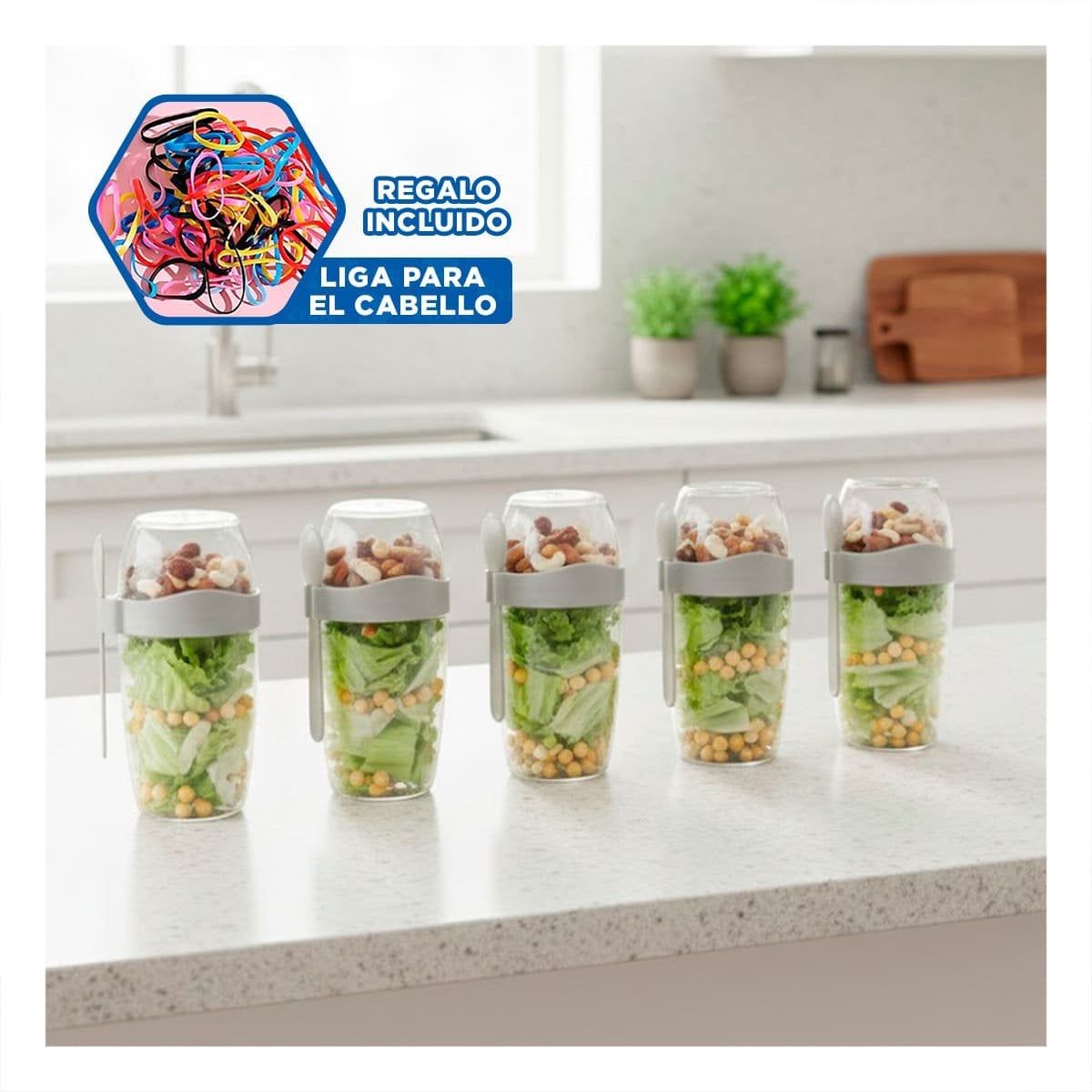 TAZA YOGURERA 2 EN 1 PLOMO CON COMPARTIMENTO PARA FRUTA Y GRANOLA YLIGAS REGALO - 2