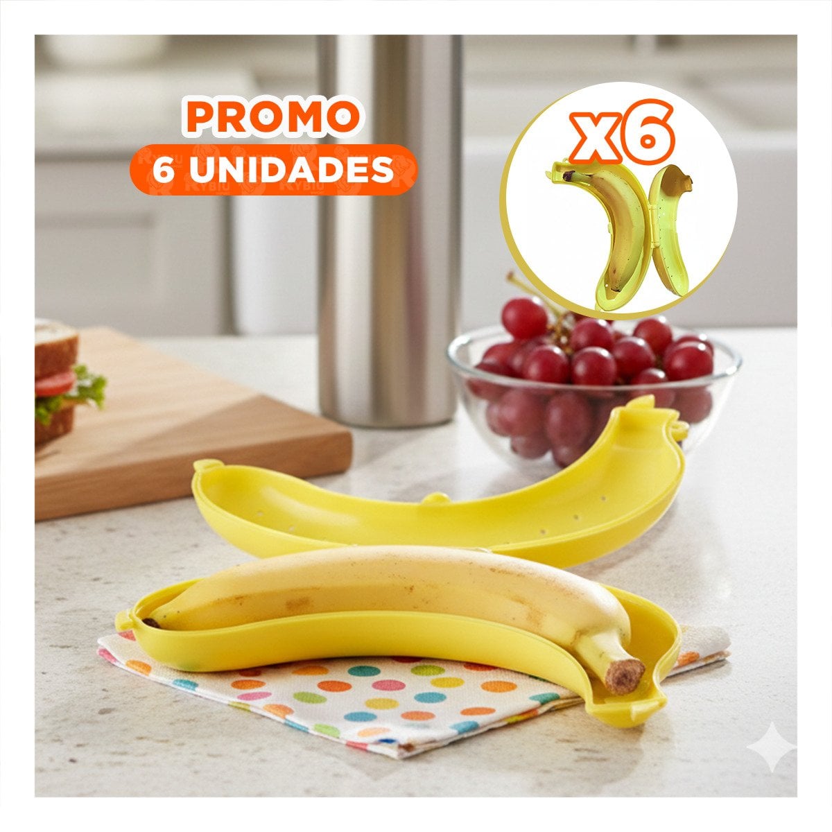 PACK6 FUNDA PORTA PLATANO AMARILLO DISEÑADA PARA FACILITAR EL CONSUMO FUERA DE CASA - 1
