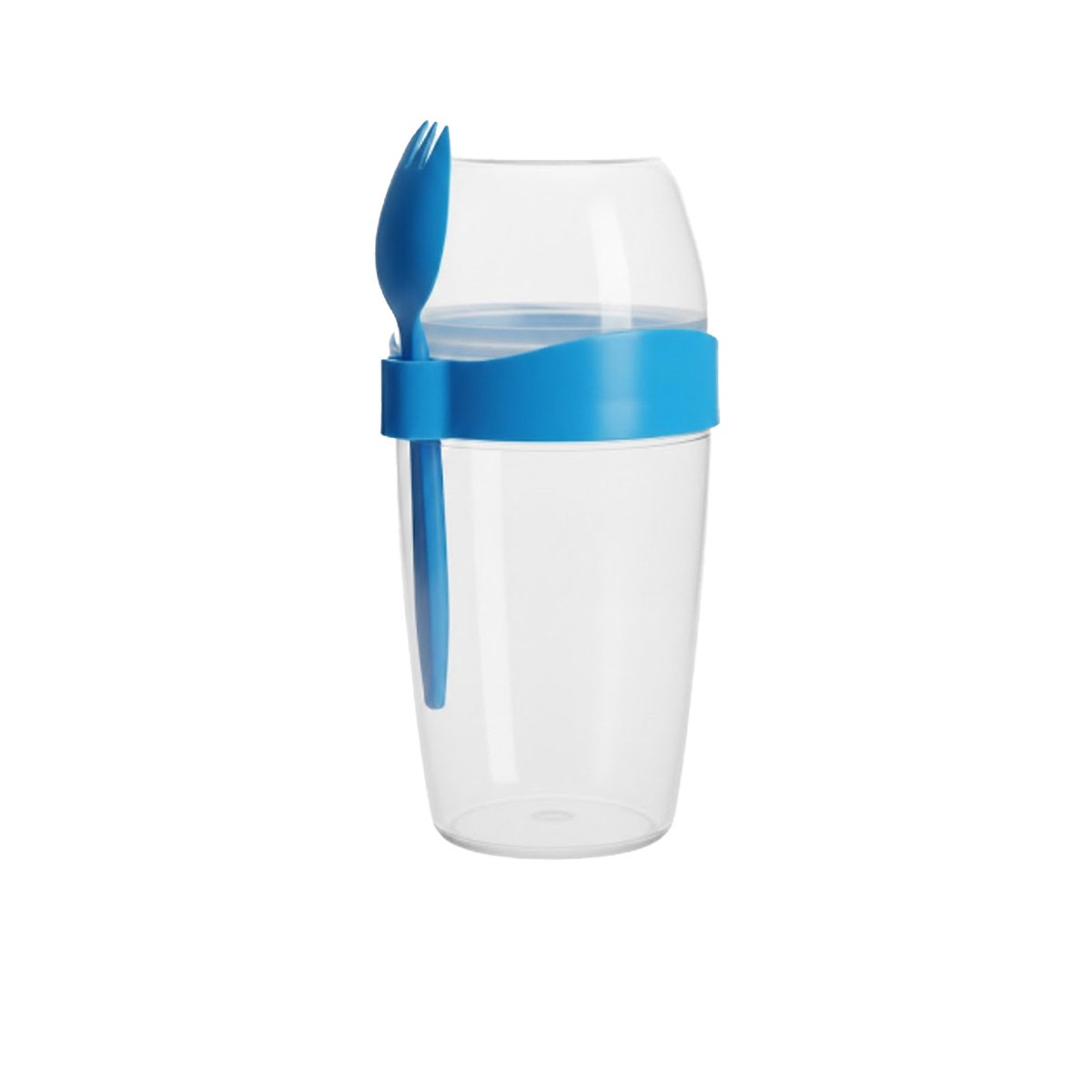 PACK6 TAZA PARA YOGURT 2 EN 1 CON CUBIERTO GRANDE AZUL PARA COMER FUERA YREGALO STICKER - 2
