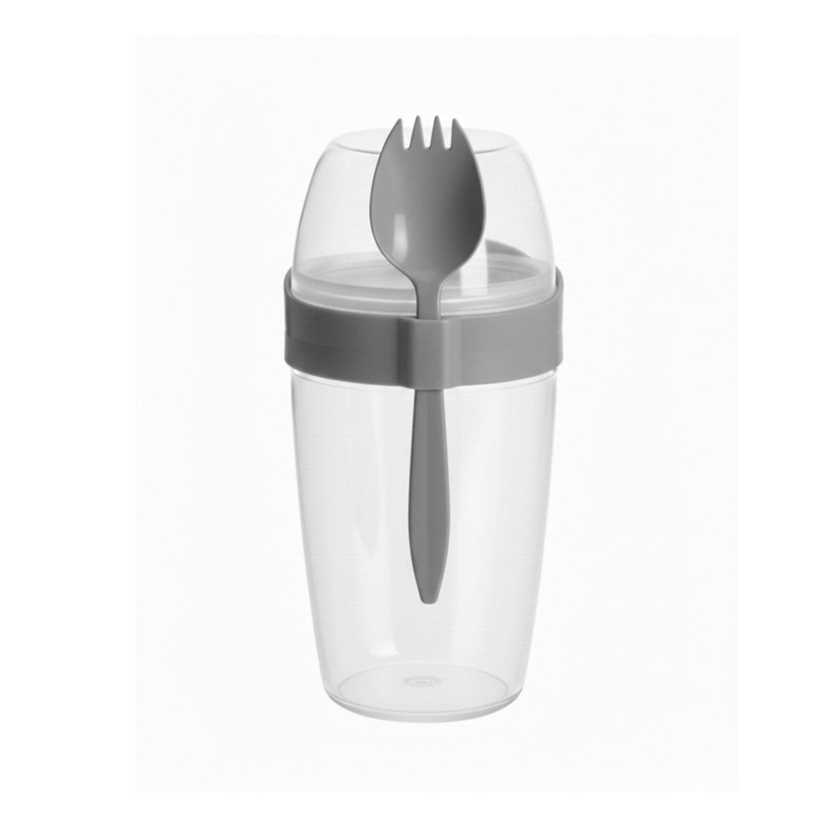 PACK12 TAZA YOGURERA 2 EN 1 Y CUBIERTO GRANDE PLOMO PARA DESAYUNO PRACTICO YREGALO STICKER - 2