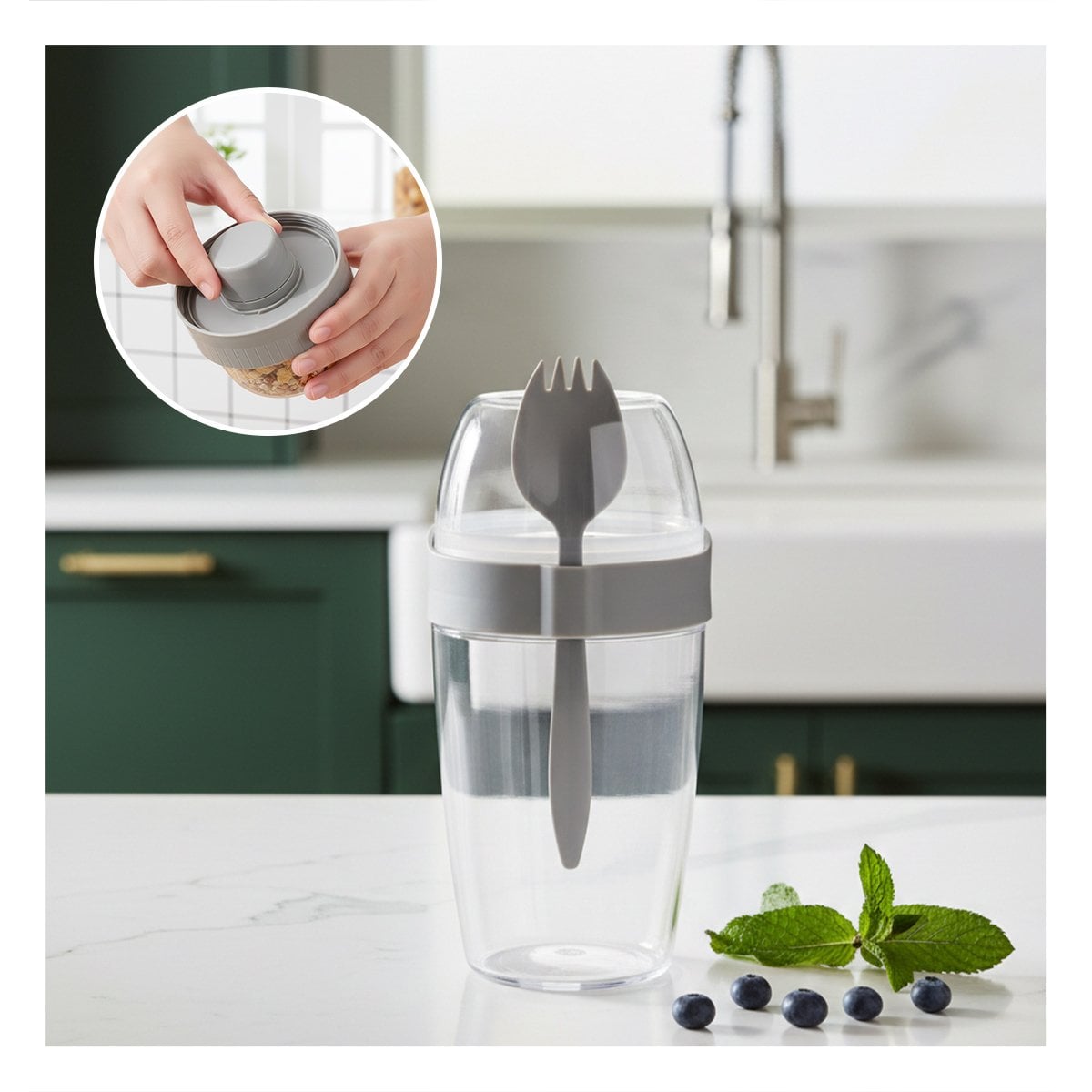PACK6 CONTENEDOR PARA YOGURT 2 EN 1 CON CUBIERTO GRANDE PLOMO PARA ALIMENTACION PRACTICA - 2