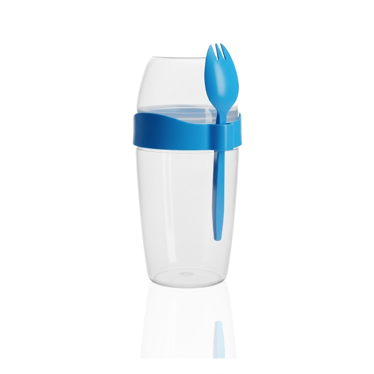 CONTENEDOR YOGURTERO 2 EN 1 CON CUBIERTO GRANDE AZUL PARA OFICINA Y ESTUDIO YLIGAS REGALO - 5