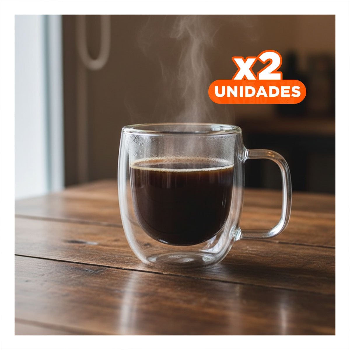 PACK2 COPA ESPRESSO 80 ML DE DOBLE CAPA TRANSPARENTE CON ASA CUADRADA - 1