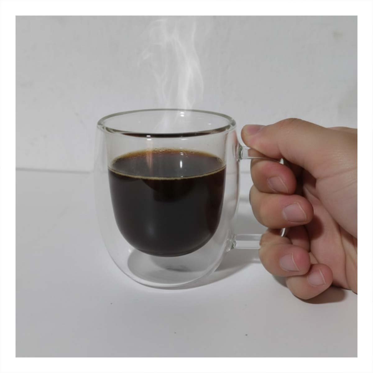 PACK2 COPA ESPRESSO 80 ML DE DOBLE CAPA TRANSPARENTE CON ASA CUADRADA - 2