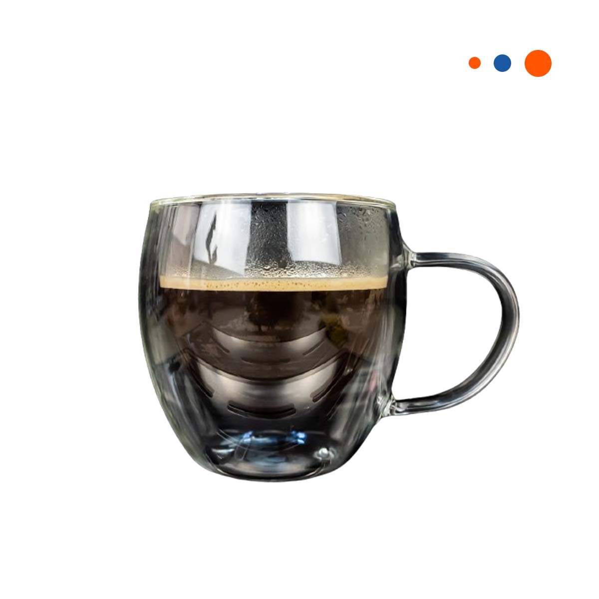 PACK12 VASO 80 ML ESPRESSO DE ASA CUADRADA EN TRANSPARENTE DOBLE CAPA YREGALO STICKER - 2