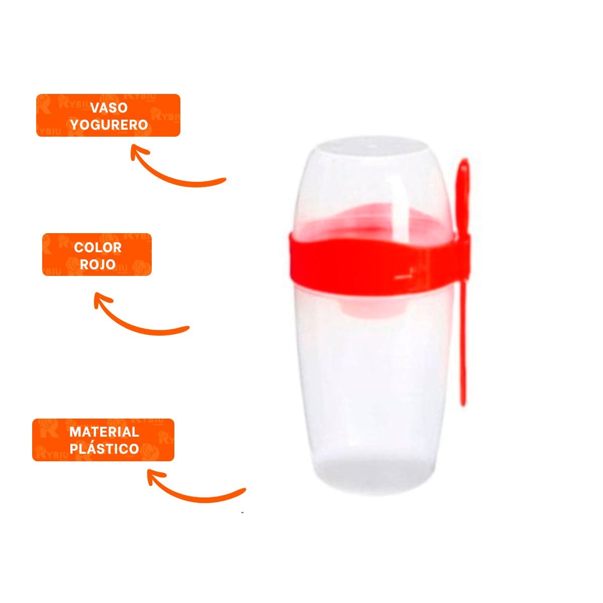 YOGURTERA PORTATIL 2 EN 1 CON CUBIERTO GRANDE ROJO PARA DESAYUNO FUERA DE CASA YPOST IT - 5
