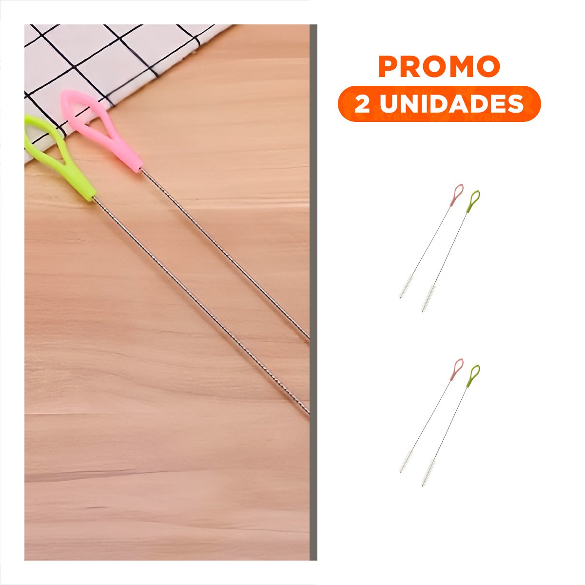 PACK2 BROCHA QUE ALCANZA RINCONES DE ACCESORIOS 2PZS 19,5CM VERDE Y ROSADO YREGALO STICKER - 1