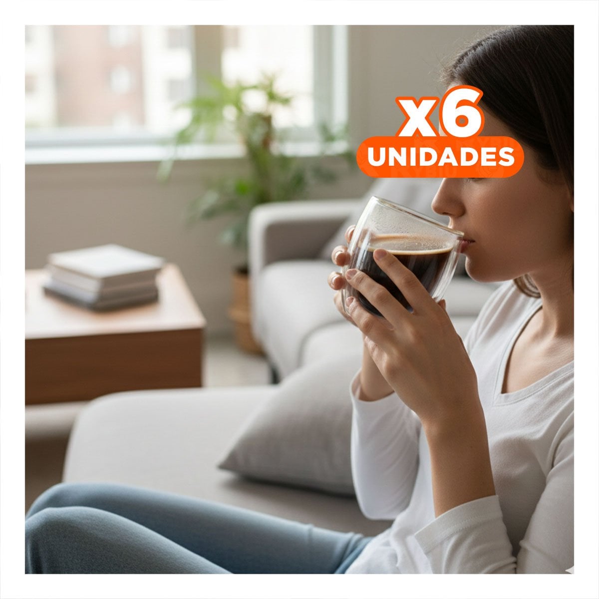 PACK6 VASO ESPRESSO 80 ML DE DOBLE CAPA TRANSPARENTE CON ASA CUADRADA YPAPEL REGALO - 1